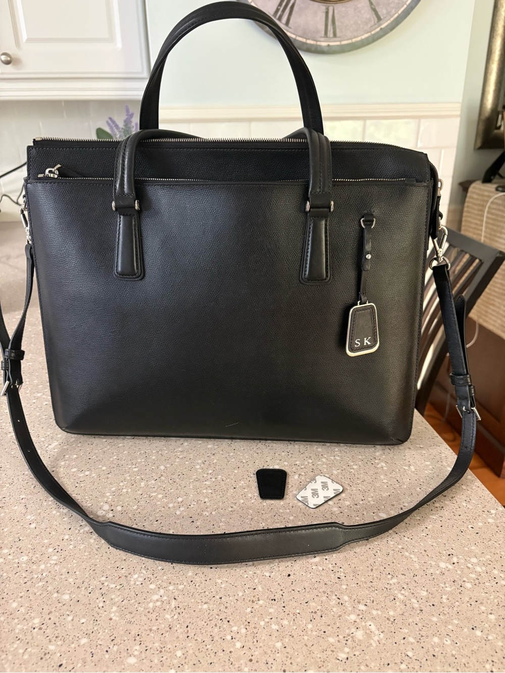 Tumi Black Leather Women’s Briefcase with Removable Shoulder Strap